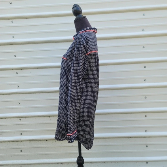 Juicy Couture Navy & Pink Long Sleeve Collared Button Front Sleep Night Shirt M - Picture 5 of 9